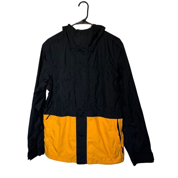 The North Face Jacket Mens Medium Black Gold Zoomie Rain Hyvent Hooded Full Zip - Picture 1 of 11